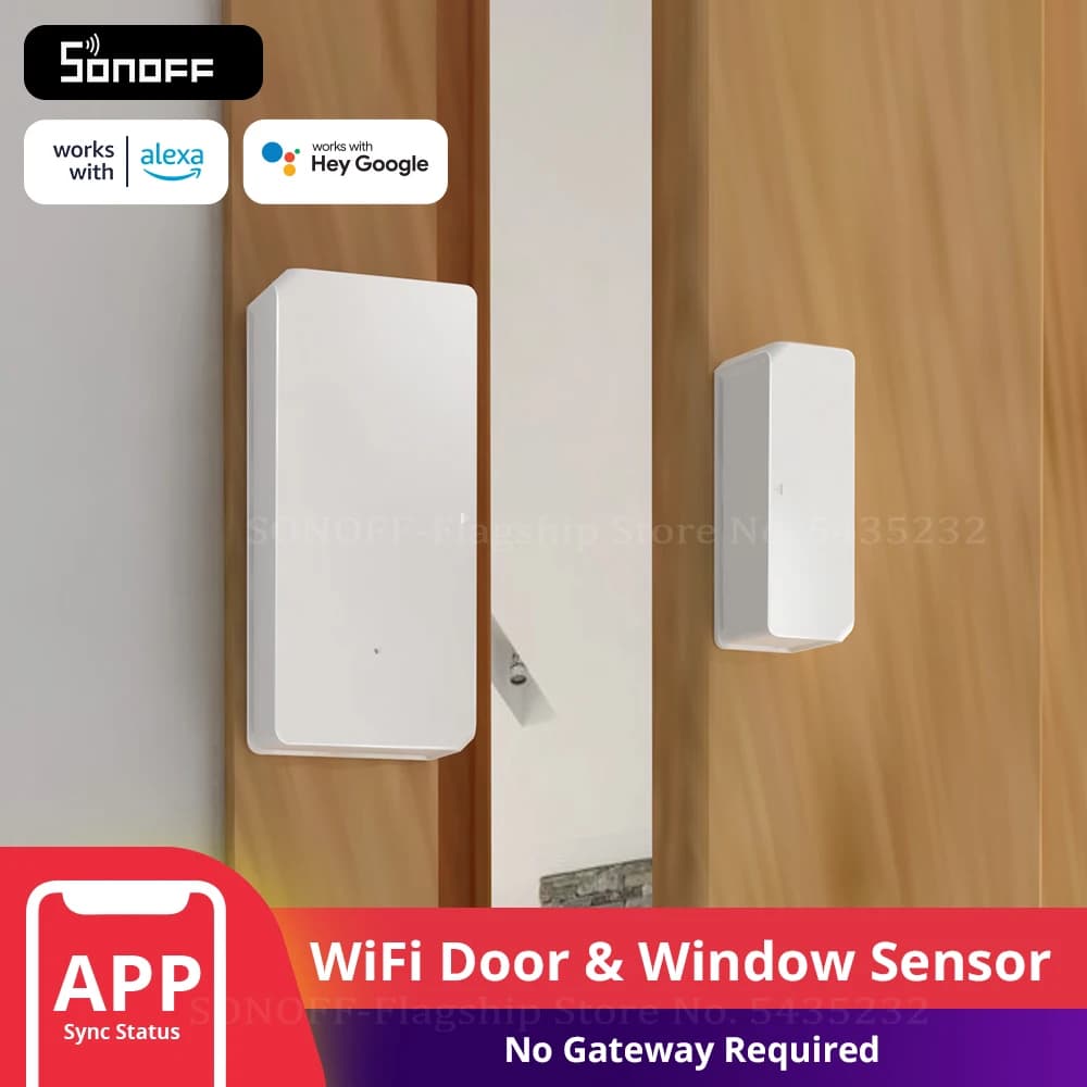 Itead SONOFF DW2 WiFi Senza Fili per Porte e Finestre Rivelatore del Sensore WiFi App Notifica Avvisi Smart Home, Casa Intelligente di Sicurezza Funziona Con e-WeLink