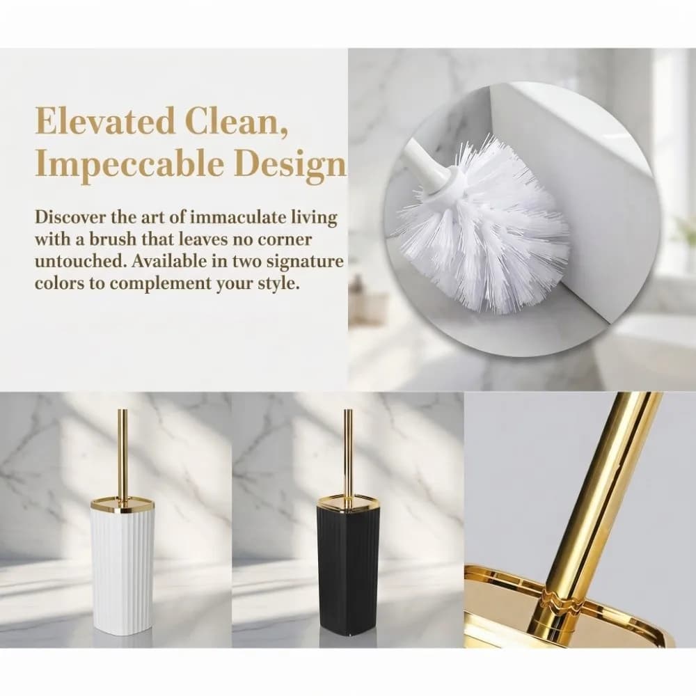 Long-Handle Toilet Brush 360° Rotating Corrosion Resistant Bathroom Brush No-Dead Spot Cleaning Compact Stand