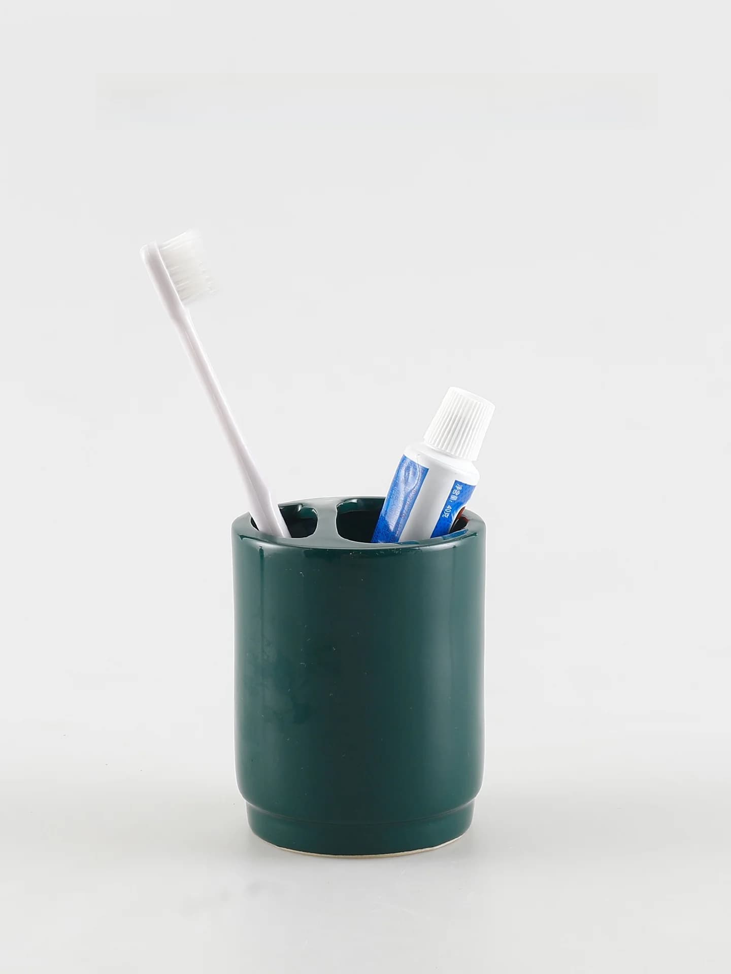KULE HOME Portaspazzolino e Portadentifricio in Ceramica, Organizzatore Semplice per Bagno, Accessorio Universale per Spazzolini