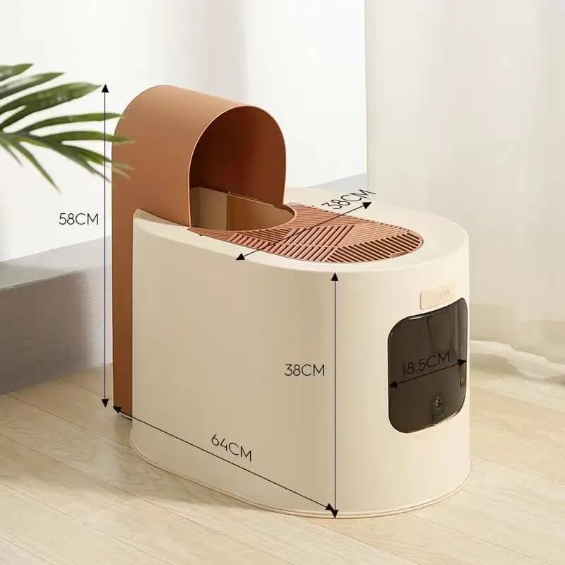 Extra Large Smart Cat Litter Box Fully Enclosed Anti-Splash PP Sand Top Entry Cat Toilet Easy Clean Kitty Pet Cleaning