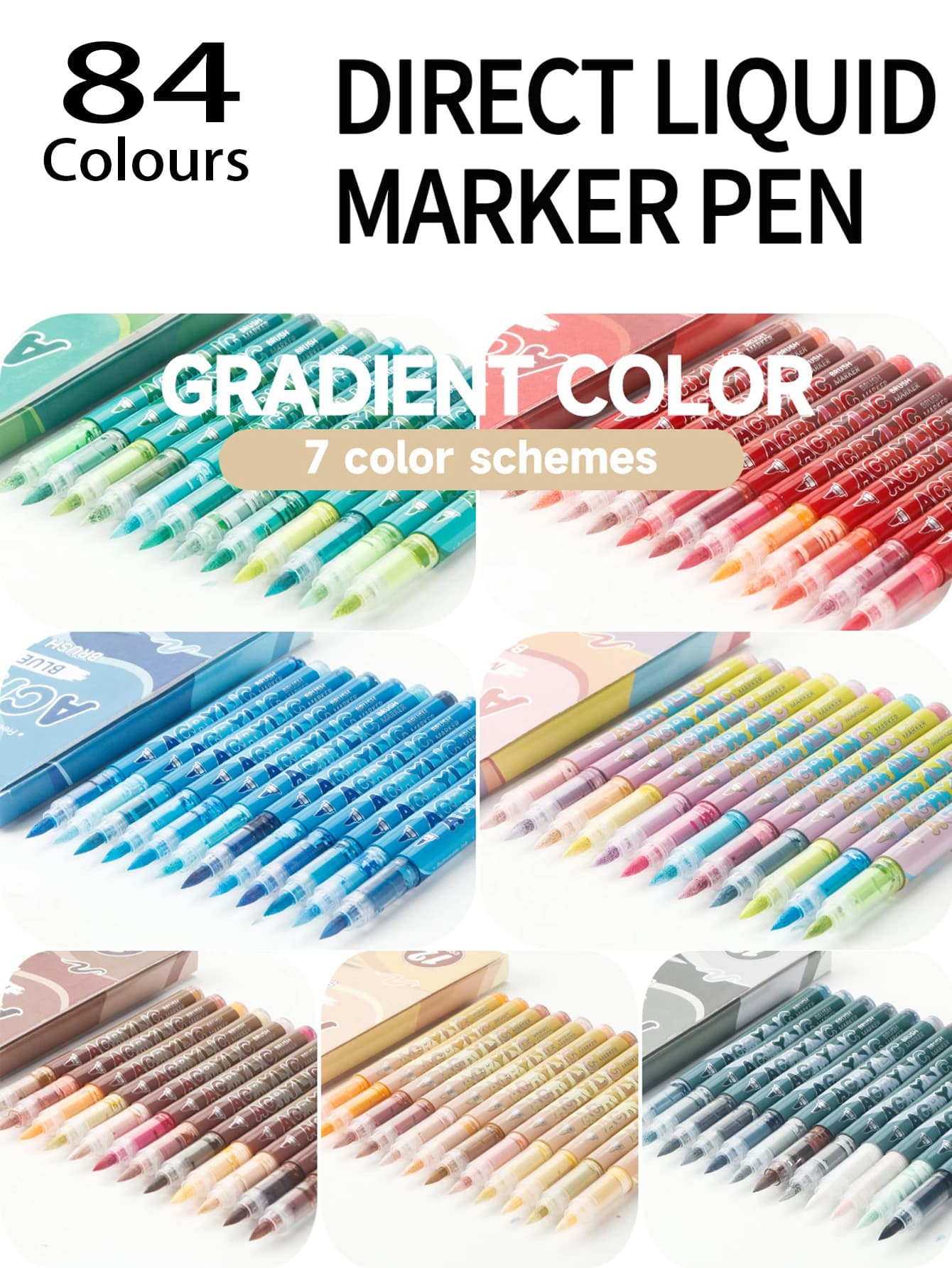 12-Color, 7 Color Schemes Painting Graffiti Pens, Direct Liquid Soft-Tip Acrylic Markers, Mixed Color Set, Waterproof and Layerable DIY Graffiti and Art Pens, Suitable for Rock Painting, Calligraphy, Scrapbooking, Handwriting, Card Making, Black Cardstock, Stone Painting, Wood, Plastic, Canvas, with Exquisite Color Box/Bag Packaging