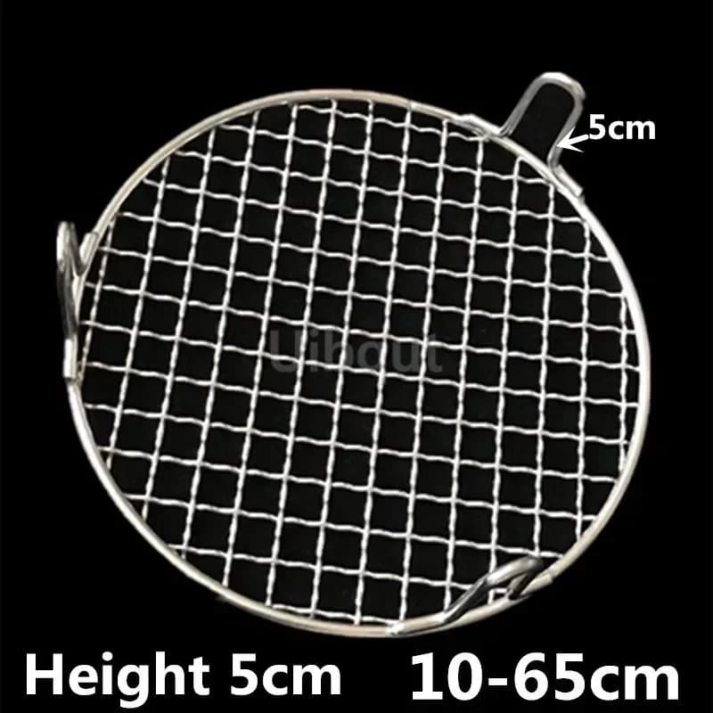 304 stainless steel high bbq round grill net with foot Meshes Barbecue Air Fryer Steamer Liners Baking Rack Camping Outdoor Mesh