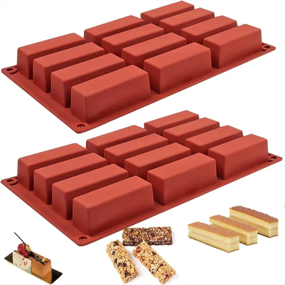 12-Cavity Rectangular Silicone Candy Mold for Baking Energy Chocolate Protein Bars Corn Pudding - Non-Stick Butter Mold