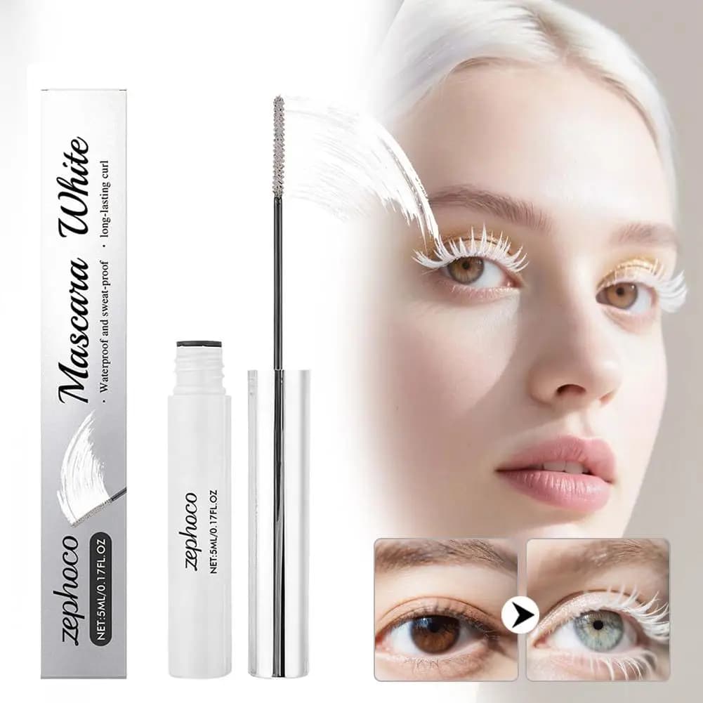 Mascara bianco Ciglia ad asciugatura rapida impermeabili Curling Allungamento Trucco Ciglia Texture liscia e facile da applicare Mascara con inchiostro bianco