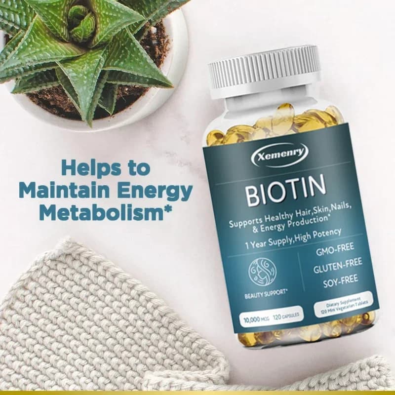 Integratore per capsule di biotina 10000 Mg - Capelli belli, pelle e unghie, integratore alimentare