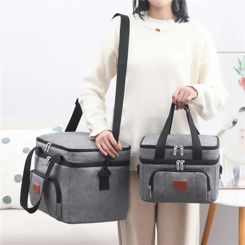 Borsa termica termica isolata a doppio strato - Lunch Box di grande capacità per donna/uomo, borsa da picnic e da scuola a tenuta stagna con tracolla regolabile