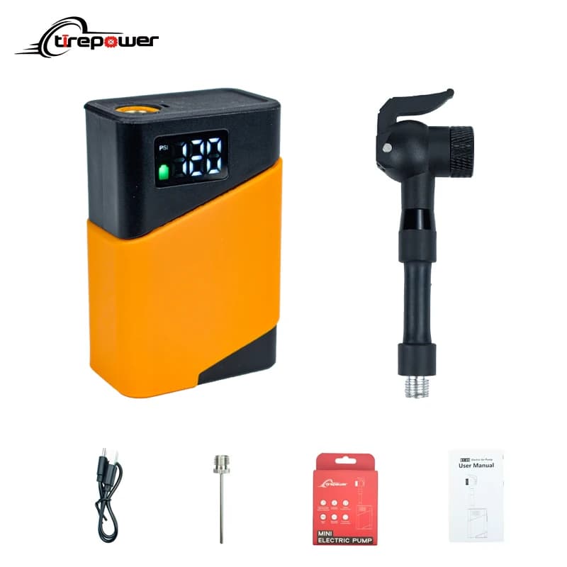 Pompa per bici da 120 PSI Pompa di aria elettrica Tipo-C Compressore ricaricabile Gonfiatore per pneumatici con valvola Presta Schrader e Clik per MTB da strada