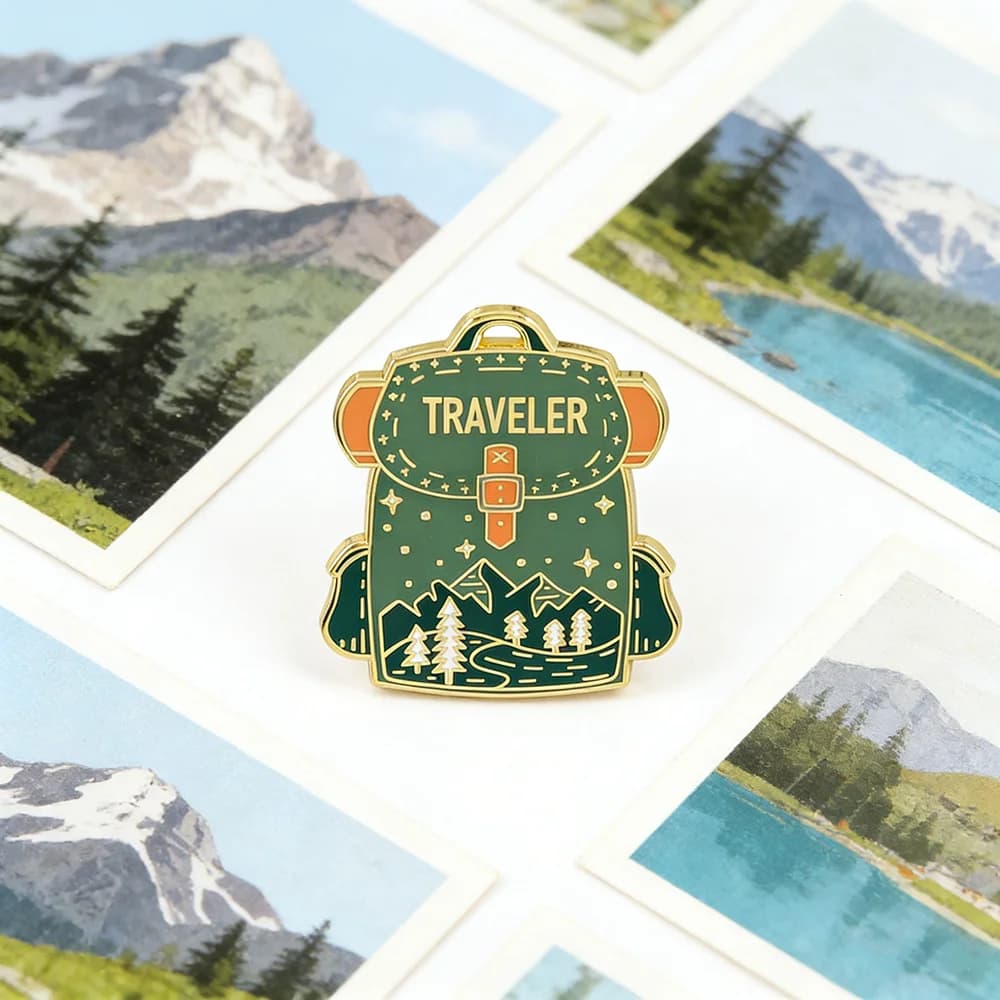 Zaino da viaggio spilla smaltata distintivo in metallo da viaggio spilla da campeggio spilla da viaggio avventura regalo fuoristrada accessori per gioielli