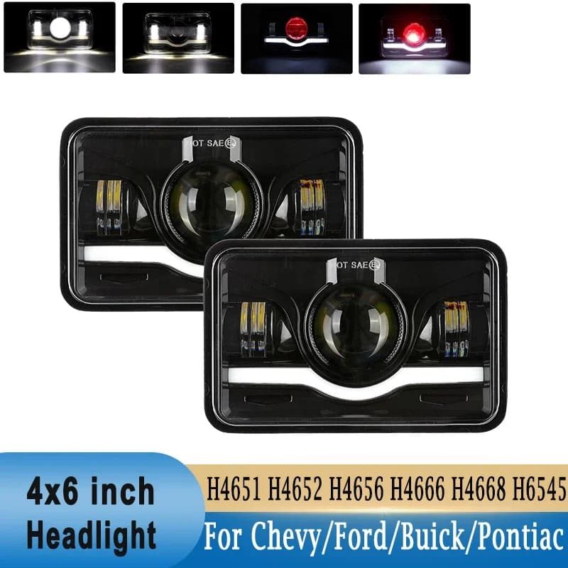 Fari a LED 4 x6 luce di marcia diurna Hi-Lo Beam sostituire per trattore fuoristrada per camion H4651 H4652 H4656 H4666 H4668 H6545