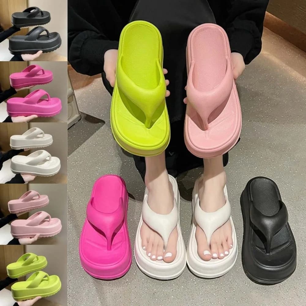 Ciabatte Morbide con Plateau Stile Y2K, Infradito Spesse Monocolore per Vacanze e Spiaggia, Sandali Casual da Donna in EVA 7CM per Mare ed Estate