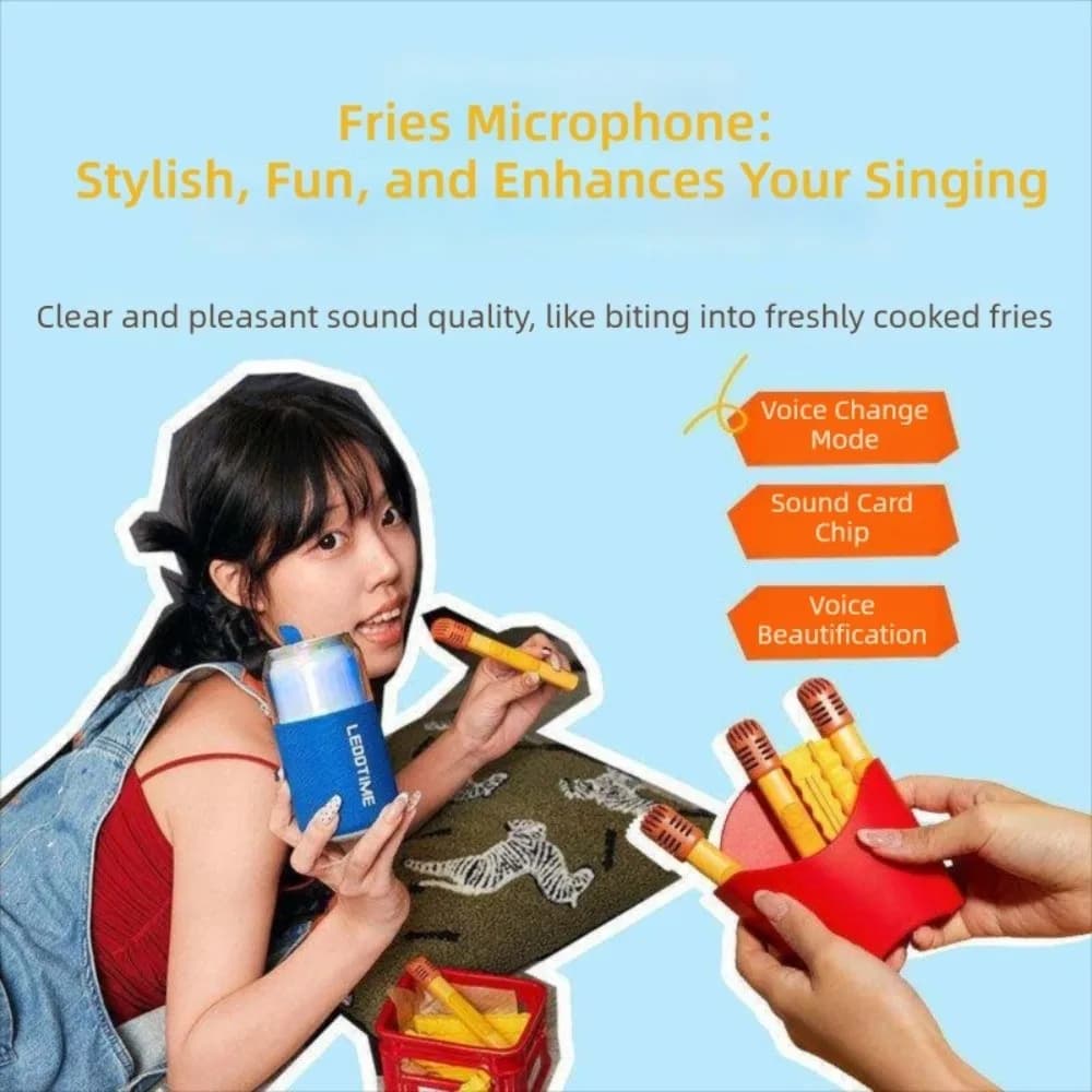 Altoparlante Bluetooth Wireless All-in-One a Forma di Frittata con Microfono, Scheda Audio, Luci RGB, Macchina per Karaoke per Canto in Famiglia