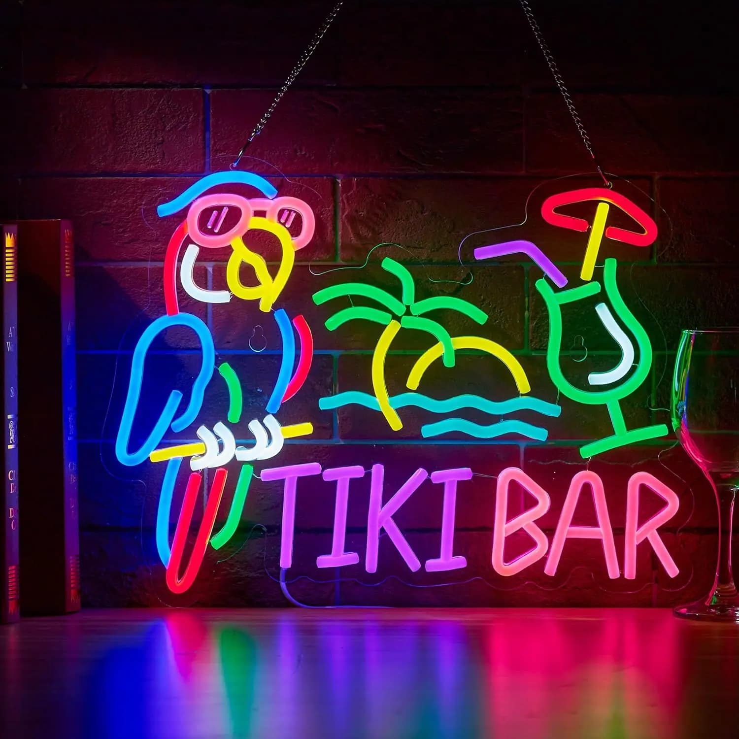 Tiki Bar Pappagallo Palma Insegna al neon USB Luce a led per Hawaii Beach Bar Party Sala giochi Decorazione camera da letto Regalo personalizzato