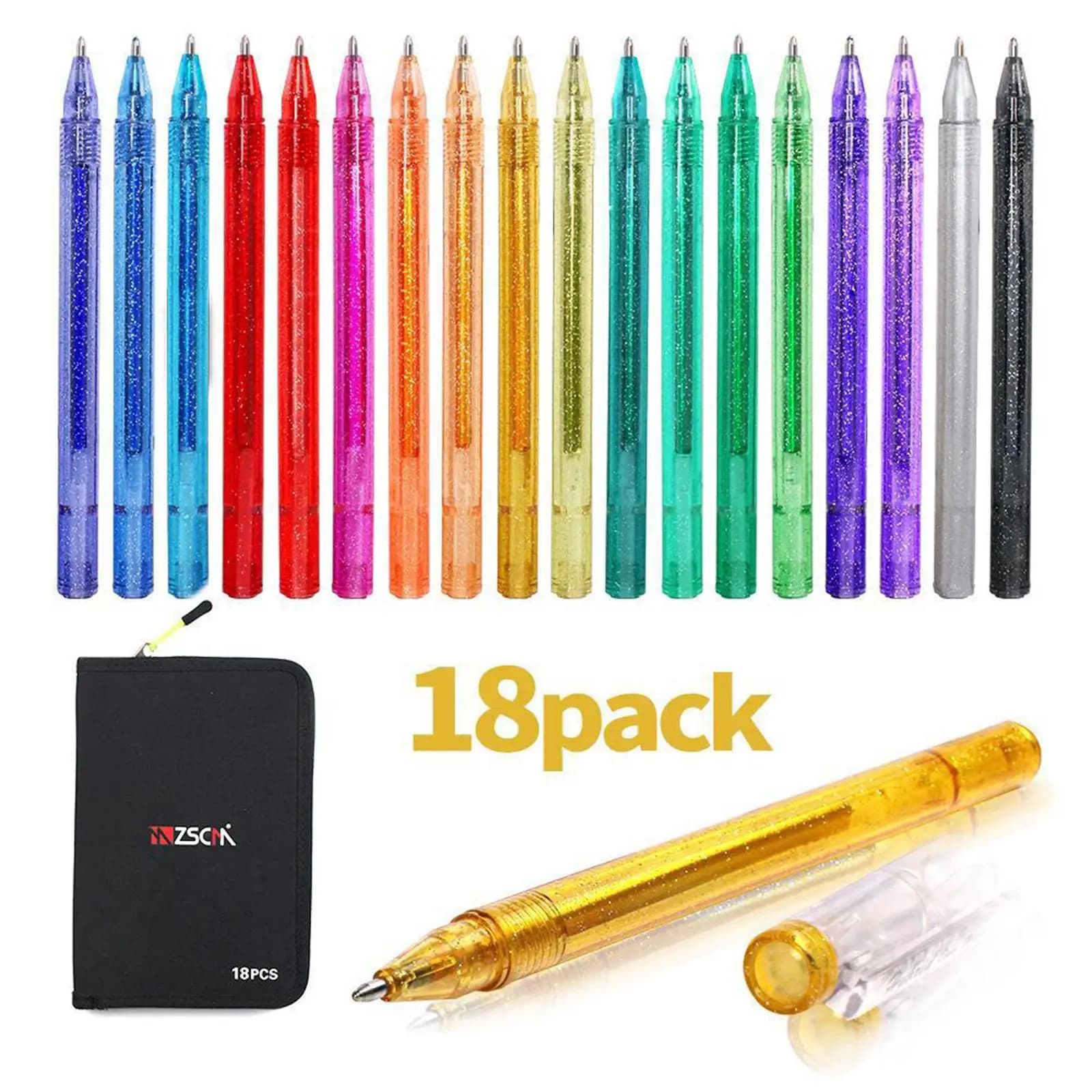 18x Set glitter Penne da colorare al neon Pennarelli artistici per libri da colorare per adulti