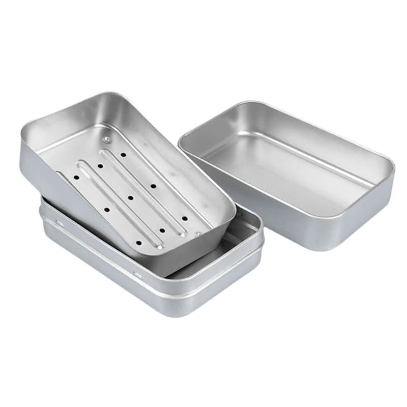 Comfortable aluminum soap box with stagnated seal for travellers domestic baths in B03E