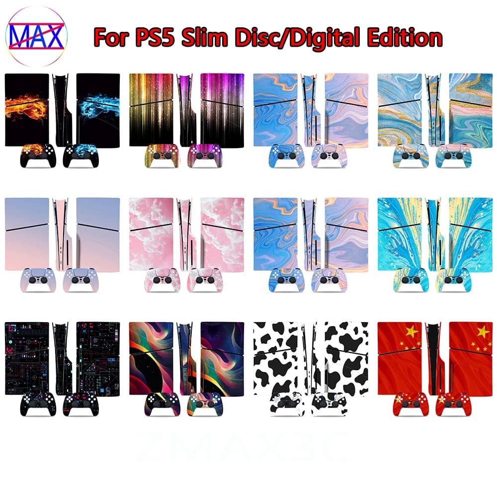 Per Sony PS5 Slim Console Skin Cover Adesivo Set completo Decal Pellicola protettiva antigraffio per PS5 Slim Disc/Edizione digitale