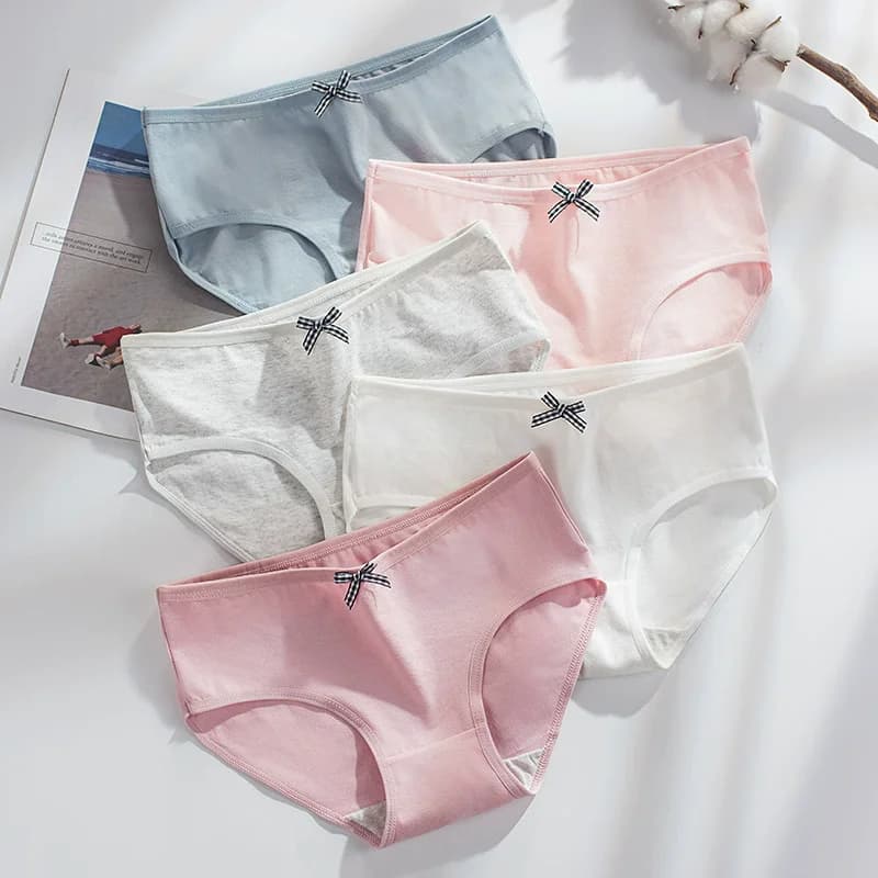 Intimo da donna in cotone a vita media in 5 pezzi, sexy, comodo, pantaloni triangolari traspiranti, intimo da donna senza cuciture