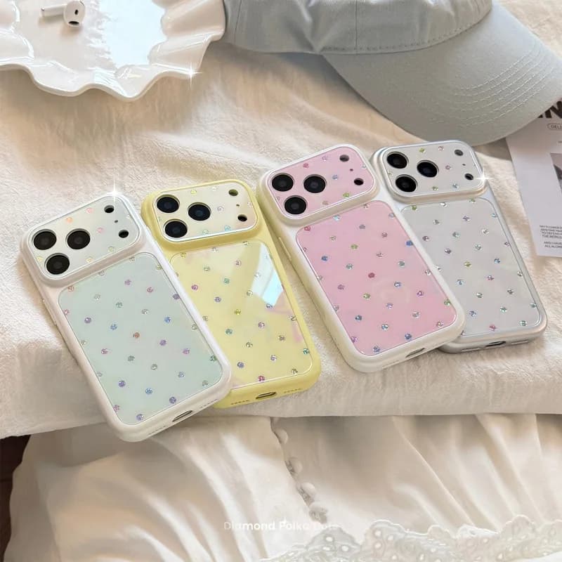 Polka Dot Gold Foil Soft TPU Shockproof Anti-drop Anti-fingerprint Phone Case for iPhone 17 16 15 14 Pro Max