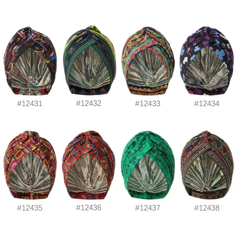 Cappello Chemo con Stampa Floreale e Nodo, Fascia per la Testa Incrociata sul Fronte per Donne, Elastico, Ultra-Leggero, Morbido Berretto