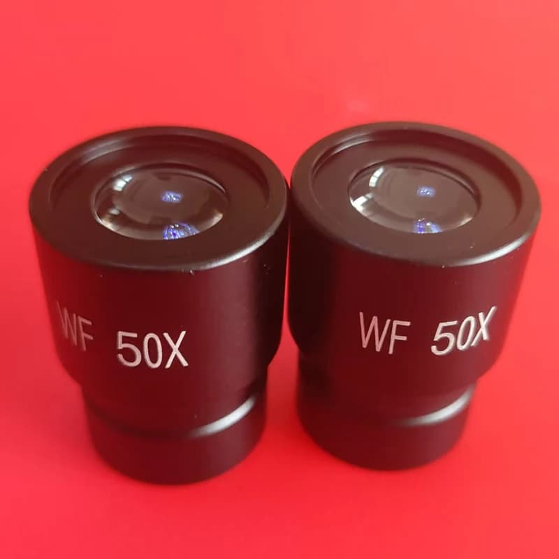 1 pz 2 pz Oculare WF50X ad ampio campo per microscopio biologico Lente in vetro ottico interamente in metallo