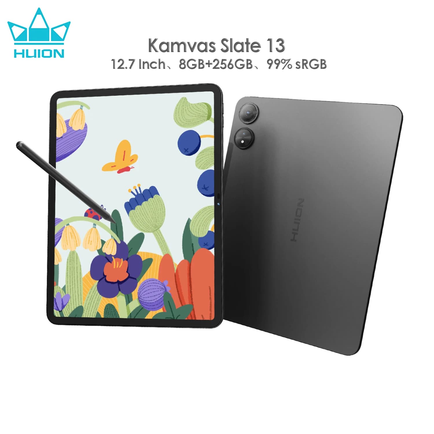 Huion Kamvas Slate 13 Tablet Android 14 per disegno grafico Blocco note da 12,7 pollici Smart Notebook 99% sRGB Colore naturale, 8 + 256 GB