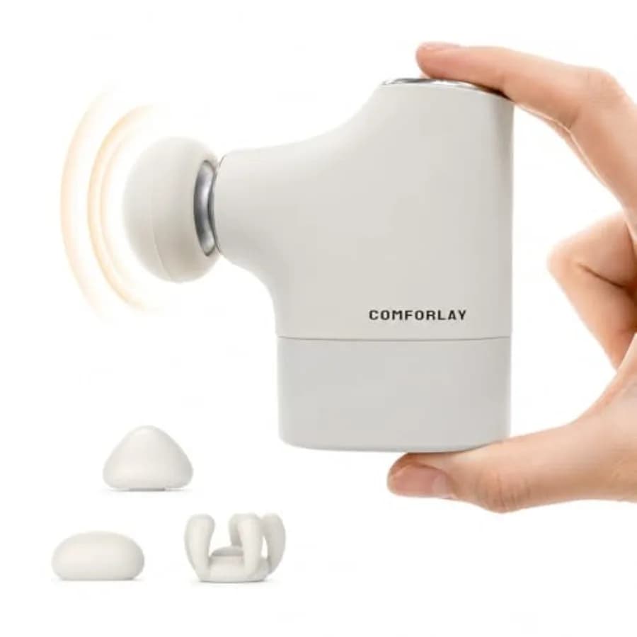 Mini Portable Massage Gun for Home, Gym, Office, Exterior: Body in Black / Grey Aluminum Alloy, Silent Operation, 30 Days Battery Autonomy