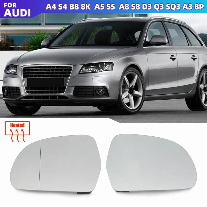 Side heated electric wide-angle mirror glass for Audi A4 S4 B8 8K, A5 S5 B8 8K, A8 S8 D3 Q3 SQ3 A3 8P