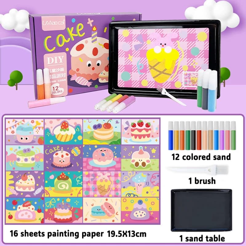Set di pittura con sabbia magica per bambini che disegnano giocattoli