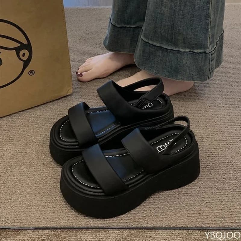 Sandali con Suola a Zeppa per Donna, Nuovo Stile Estivo, Semplici e alla Moda, Scarpe da Spiaggia con Suola Corta e Spessa