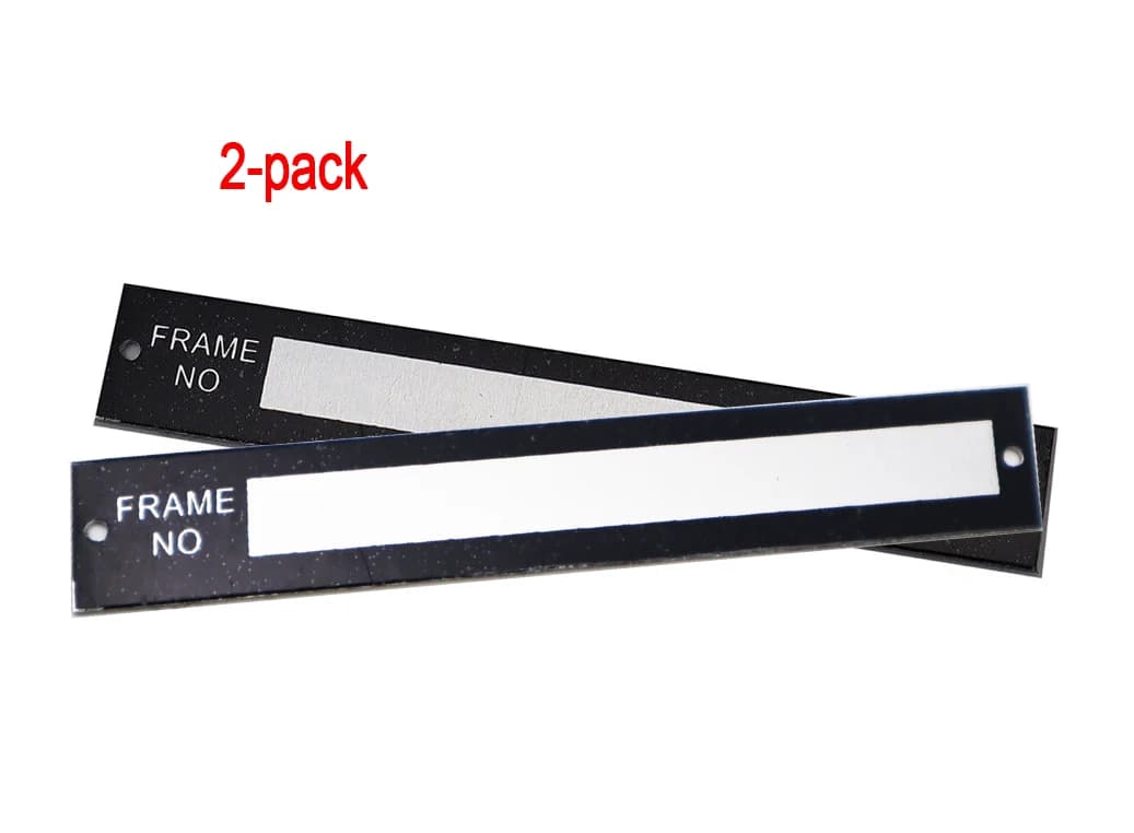 Pack of 2 blank identification plates for vehicles, trucks, boats, trailers, with frame number (VIN) and axial weight, 100 mm x 15 mm