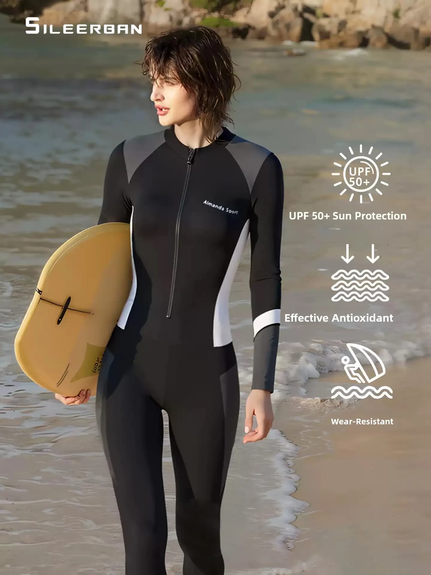 Muta da donna a maniche lunghe per snorkeling, ad asciugatura rapida, per immersioni, termica integrale, con protezione solare
