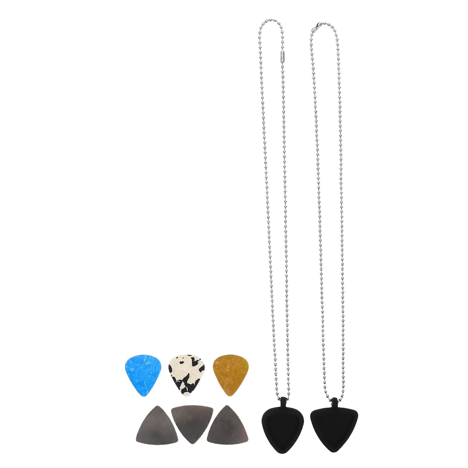Set di 1 Porta Plettri per Chitarra in Silicone, Ciondolo Portaoggetti a Doppia Faccia con Cinturino da Collo, Pratico Organizzatore per Plettri