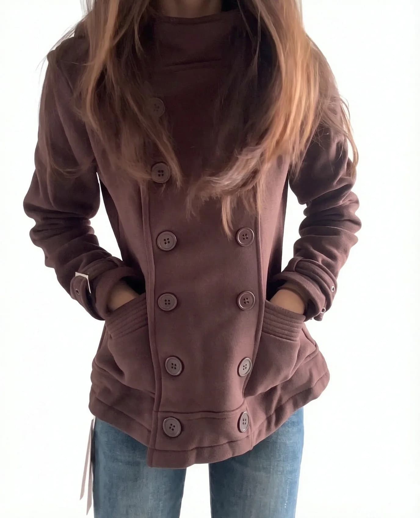 New autumn and winter retro Y2K sweet cool hooded sweatshirt jacket with double breasted Napoleon style street trend niche ins