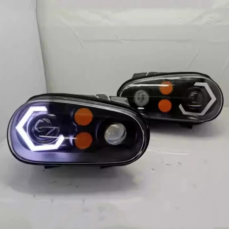 Led Lens Front Headlight for Volkswagen vw Golf 4 Modified Daytime Running Light Angel Eyes with Turn Signal