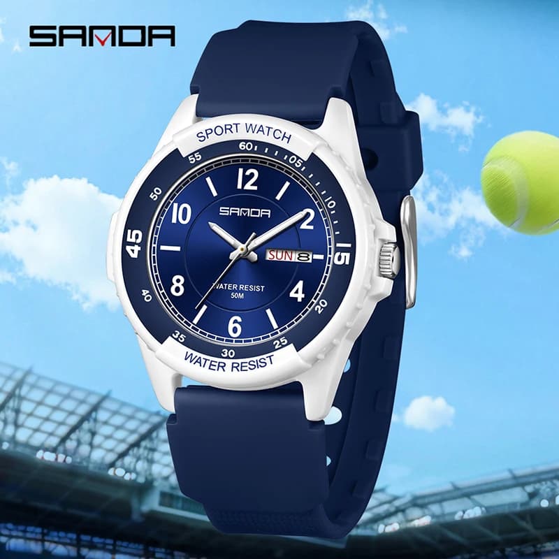 SANDA 2026 Orologio al Quarzo da Uomo alla Moda con Calendario, Luminoso, Impermeabile, Cinturino in Silicone, Orologio Sportivo per Studenti, reloj hombre