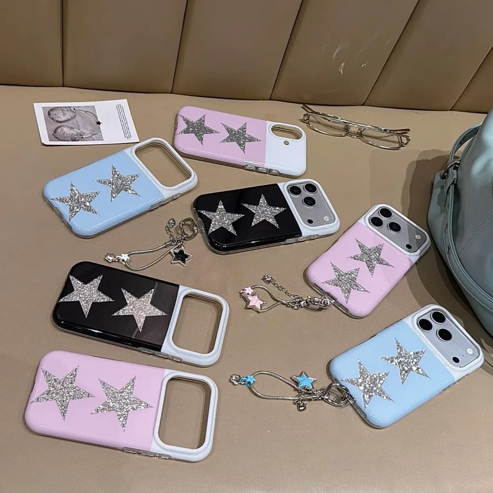 Vintage Sweet Cool Style Blue Vortex Star Clear Phone Case For IPhone 17 Air 18 16Pro Max 15 14Plus 13 12 11 Silicone Back Cover
