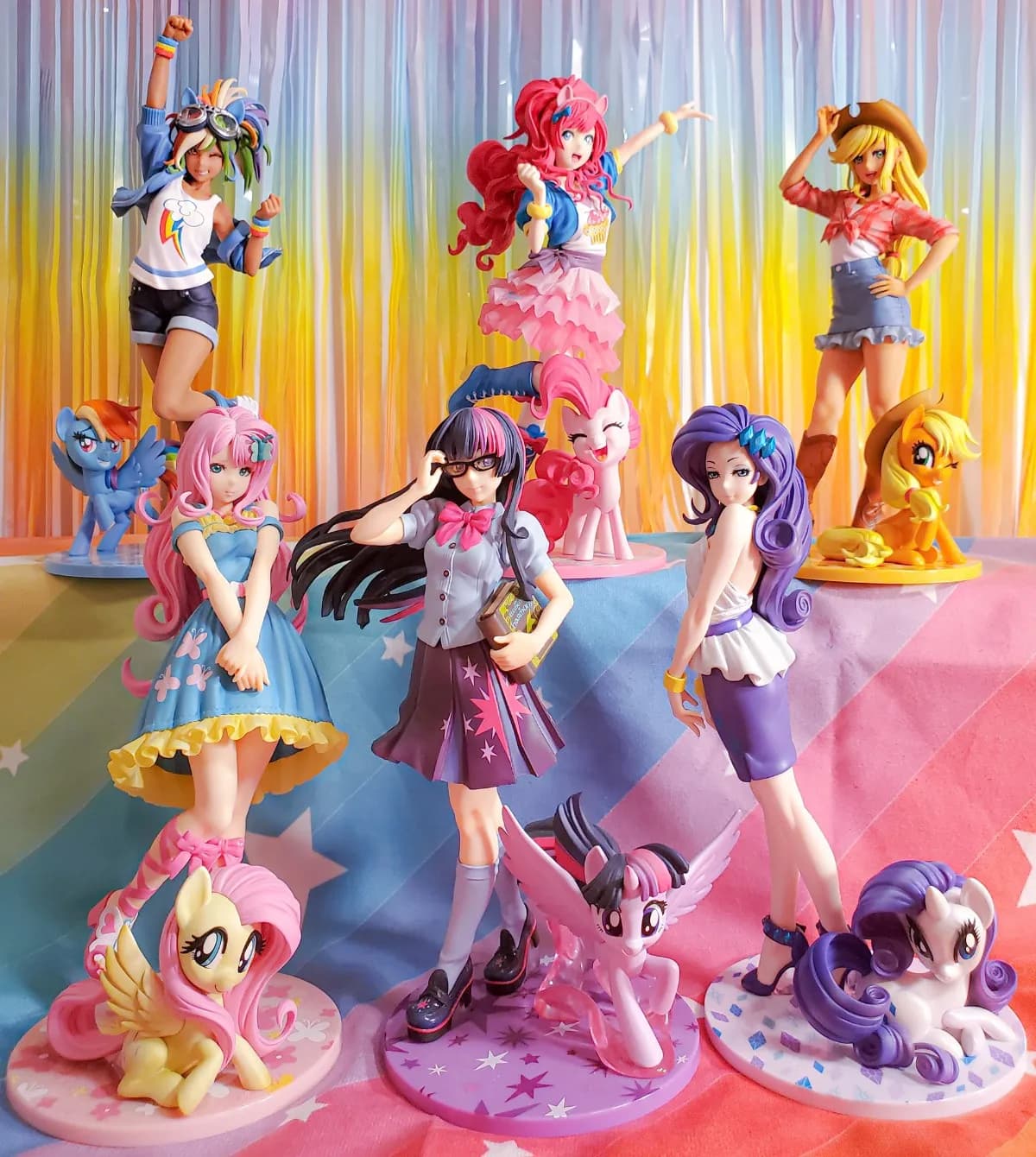 Il mio piccolo Pony Bishoujo Rarity Sunset Shimmer Applejack Twilight Sparkle Pinkie Pie Anime PVC Action Figure Toy Collection Doll
