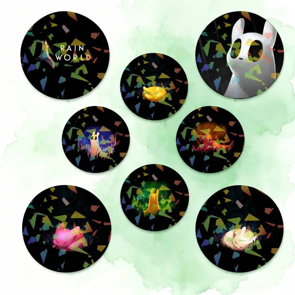 Spille Distintive Rotonde Game Rain World per Zaini, Valigette, Abiti e Regali
