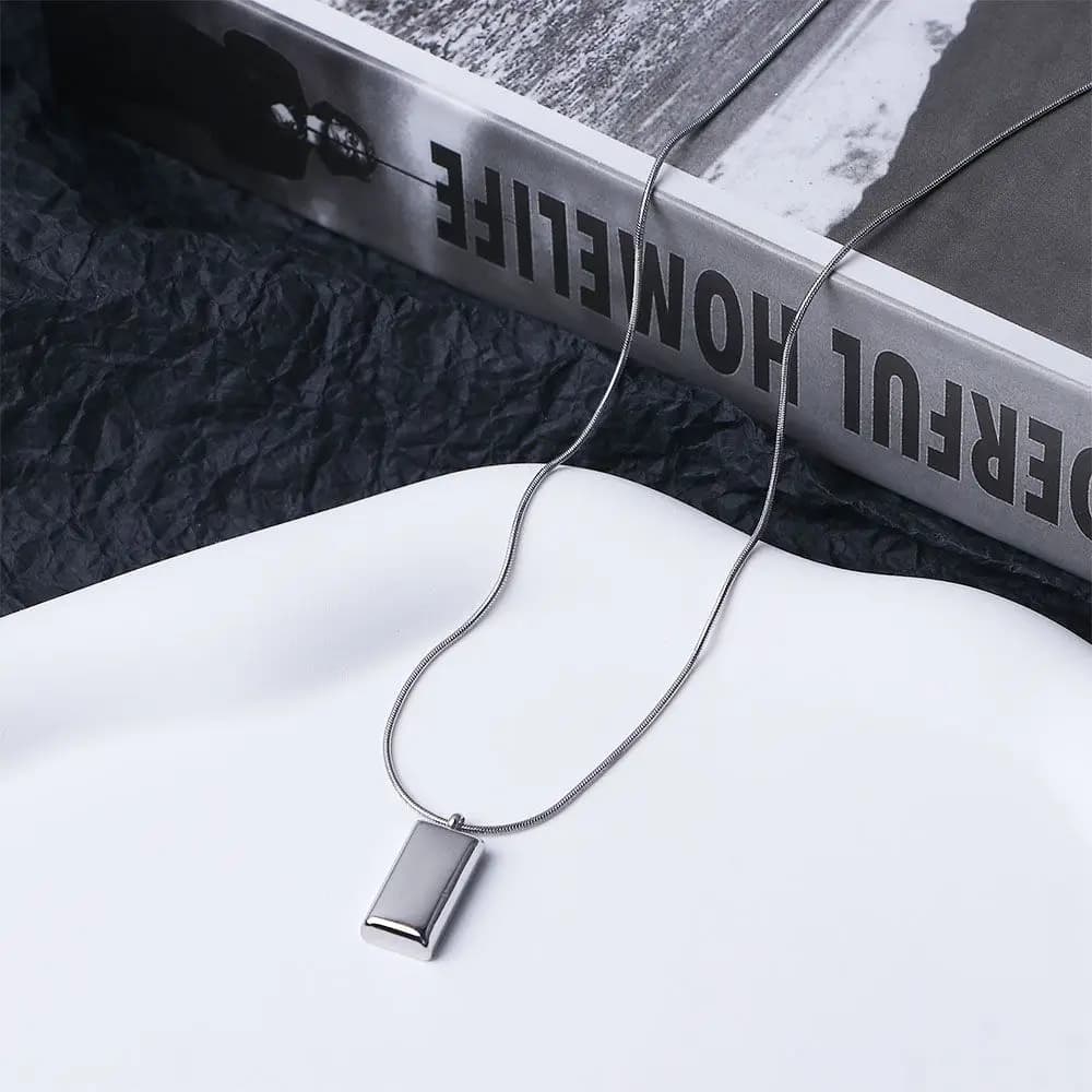 Collana da donna per coppia, regalo per fidanzato, collana in argento stile coreano con mattoncini, collana geometrica, catena per clavicola, collana da uomo