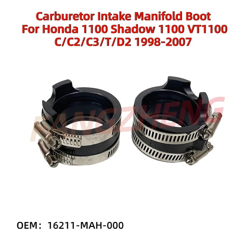 2Pcs Motorcycle Carburetor Intake Manifold Boot For Honda 1100 Shadow 1100 VT1100 C/C2/C3/T/D2 1998-2007 16211-MAH-000