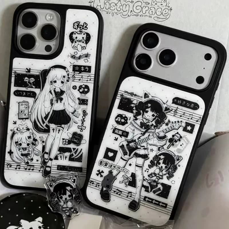 Fashiy INS Cartoon Cute Anime Girl Phone Case For IPhone Ultra 18 17 Air 16 15 14Plus 13 12 11Promax Minimalism Versatile Cover