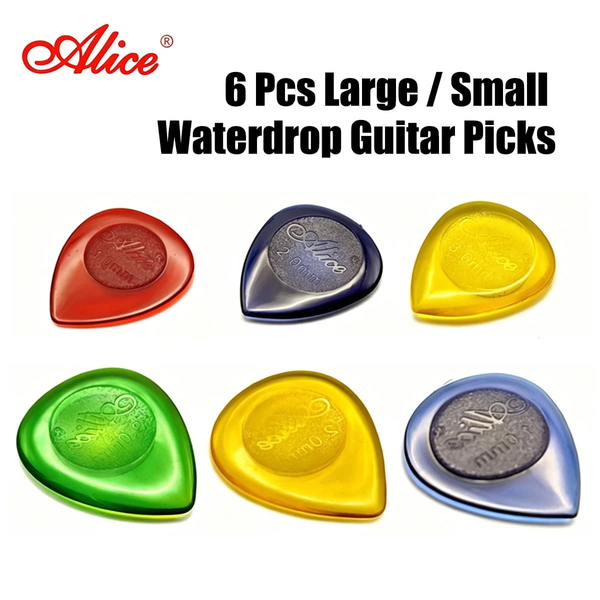 6 pezzi Alice Stubby plettri per chitarra plettri in ABS grandi borchie grande spessore 1mm 2mm 3mm plettro per chitarra accessori per chitarra