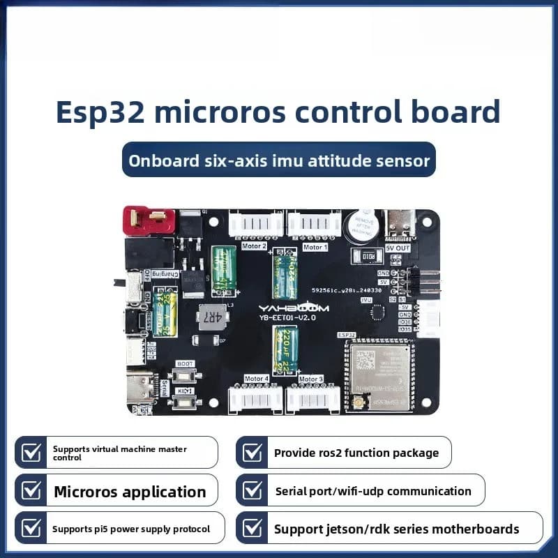 MicroROS Robot Main Controller ESP32 Expansion Board, ROS2 Car Drive IMU Radar Module for Raspberry Pi 5