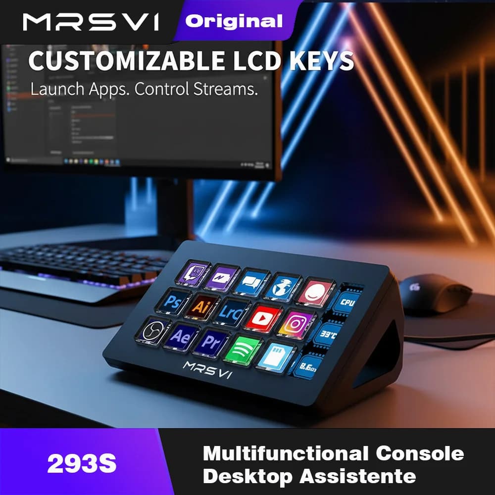 Pannello Console Multifunzione MRSVI 293S – Assistente Desktop con 15 Tasti Macro, Mini Tastiera Personalizzabile per Azioni di Attivazione
