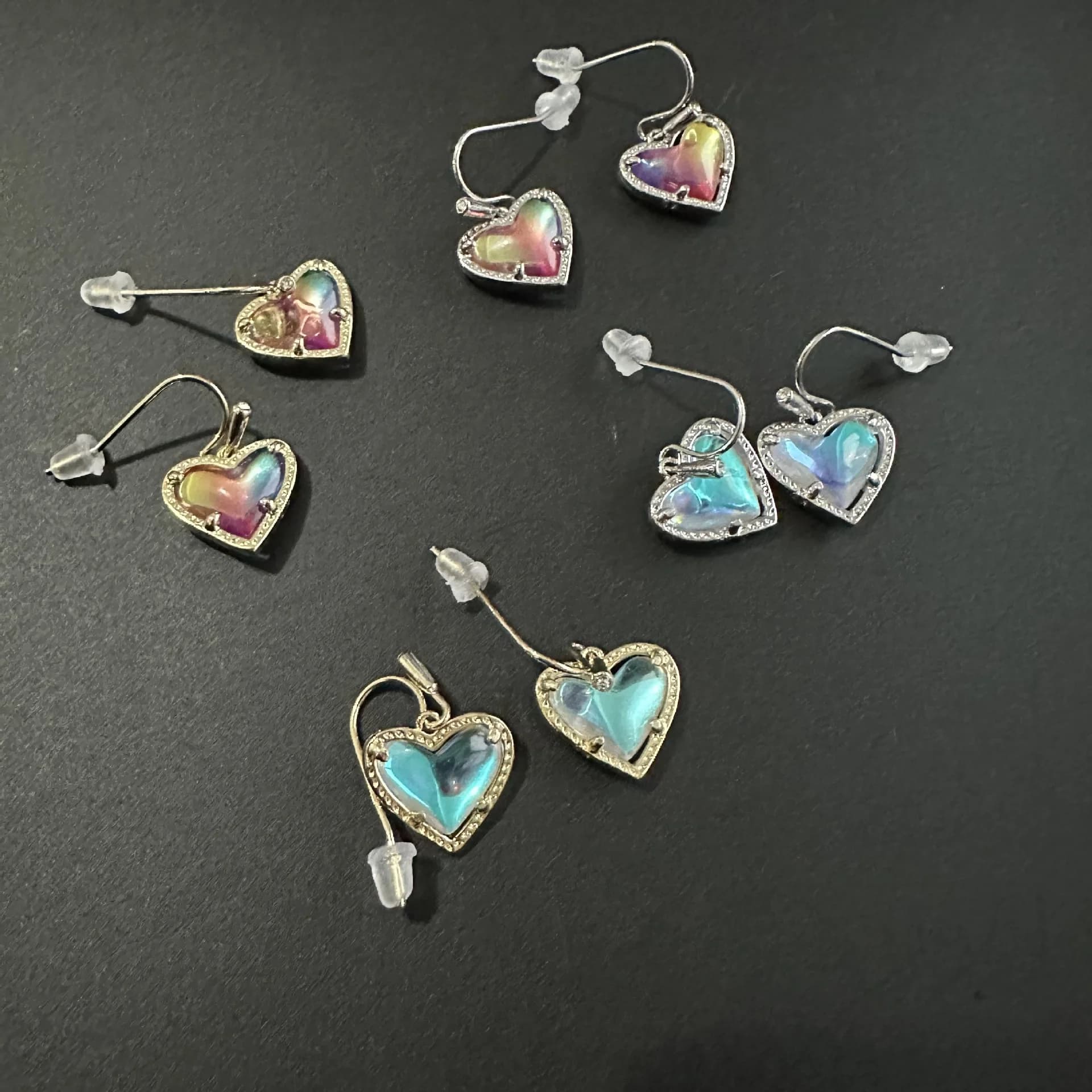 YEEVAA Heart Shape Dichroic Glass/Watercolor Pearlized Clear Glass Earrings for Women, Fashion Jewelry, Unique Gifts