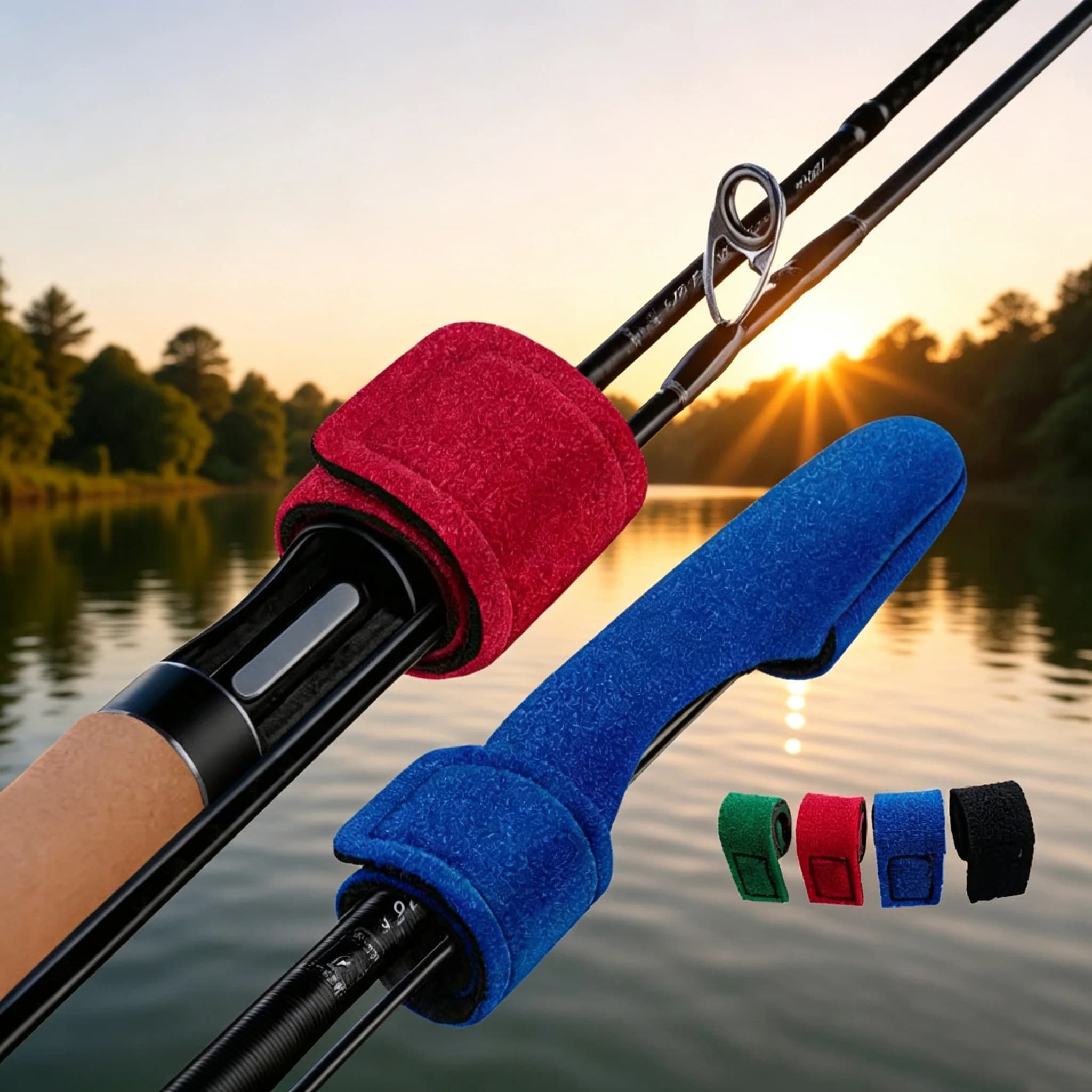 Reusable Elastic Fishing Rod Strap Velcro Wrap Fishing Pole Fix Band Outdoor Angling Tools Rod Protective Sleeve