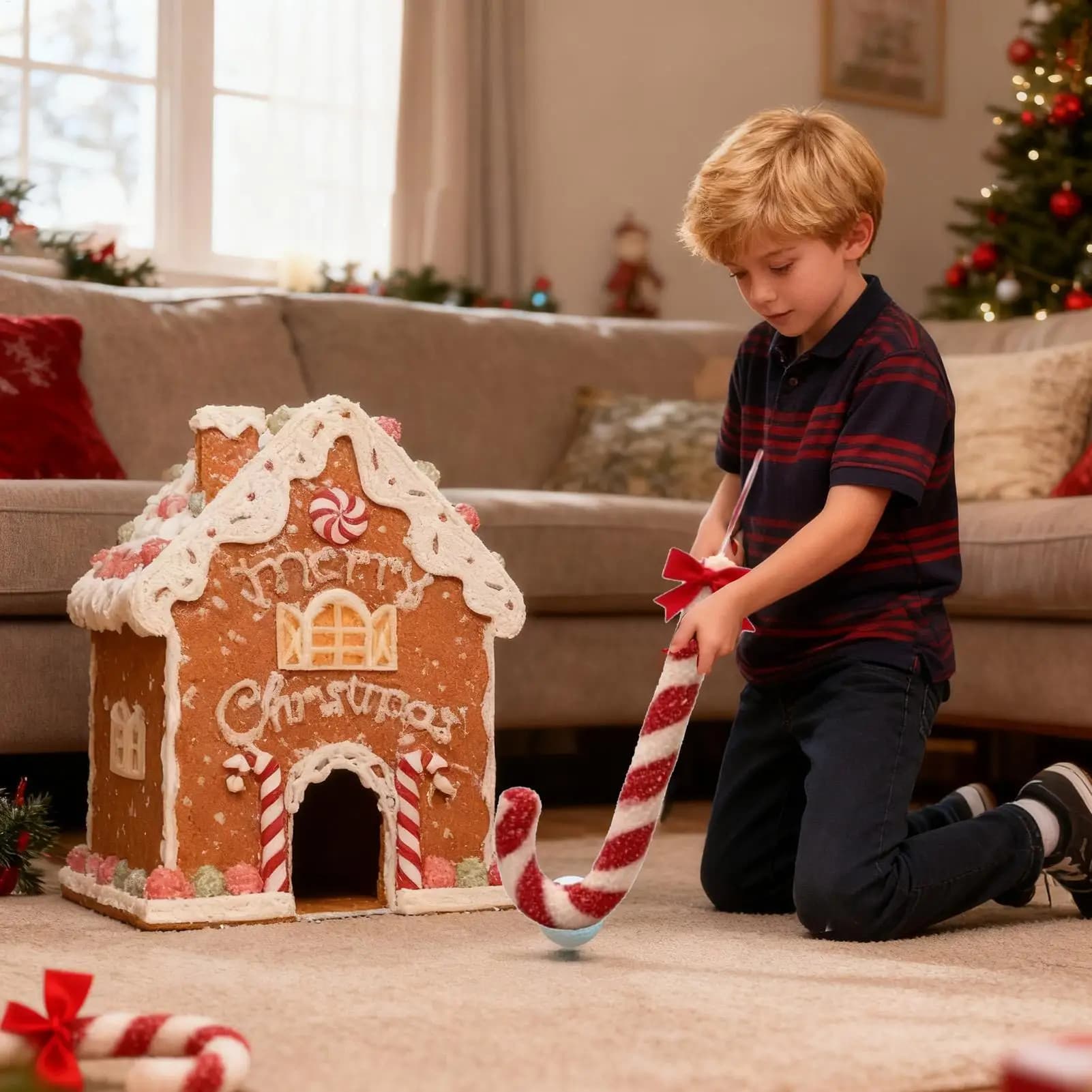 Gioco di golf Candy Stick Ball Gingerbread House Goal Natale Mini-corso di golf per riunioni di festa Decorazioni per la stanza di casa Divertimento