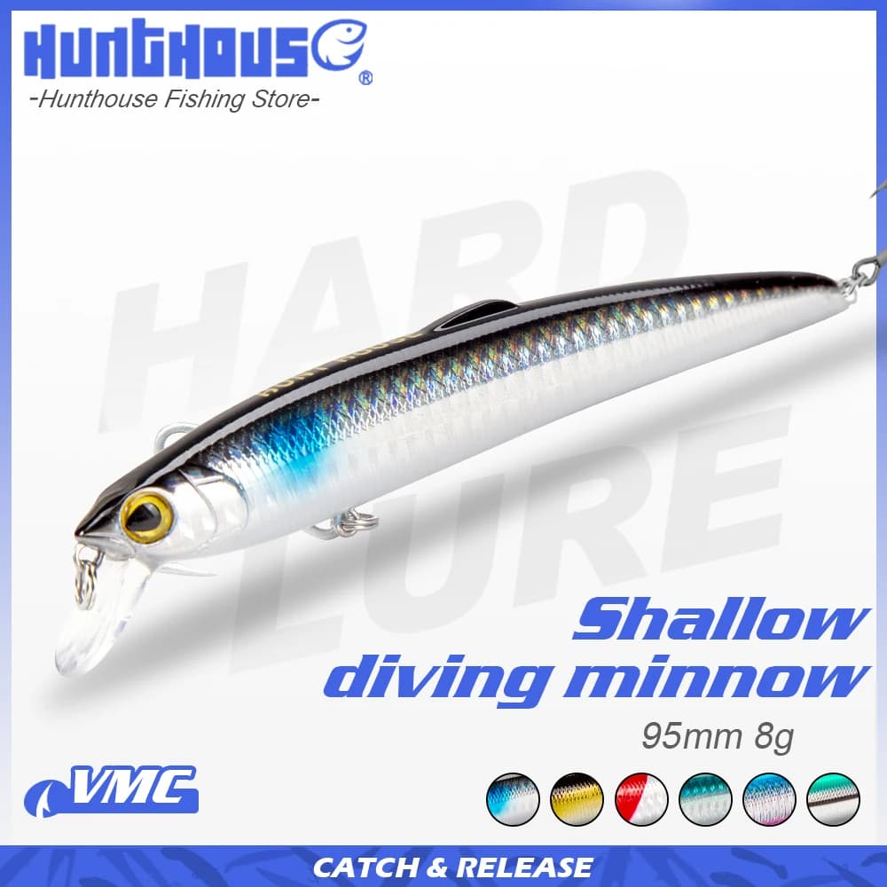Hunthouse Smith Saruna Minnow Richiamo di Pesca 95mm 8g Acqua Salata Esche Dure Artificiali Jerkbait Wobblers Per Seabass Luccio LW131