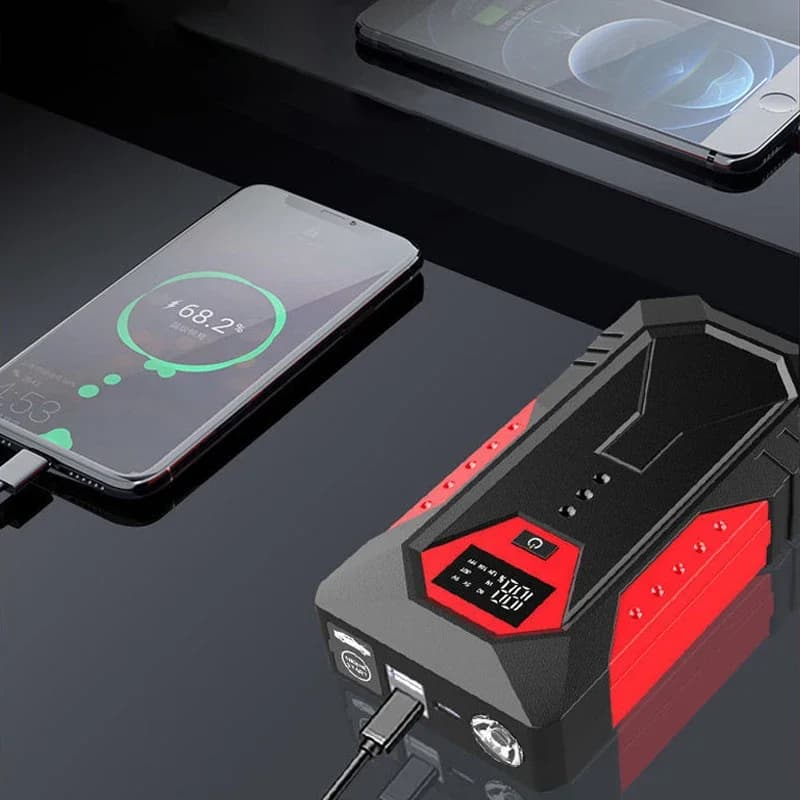 The last companion on the road: start for ALLWEI 1200A car with LCD Power Bank 18000 mAh LCD screen and double USB ports