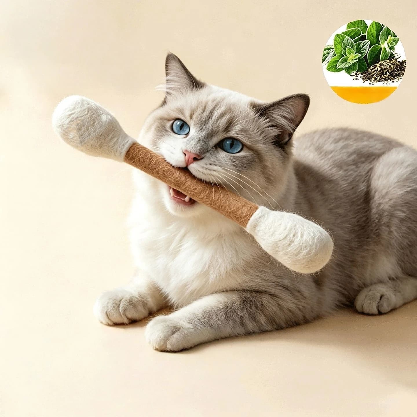 30cm Giant Q-tip Cat Toy with Catnip, Large Size Durable Cotton Felt Swab Kitten Teaser Teeth Cleaning Grinding Biting Stick