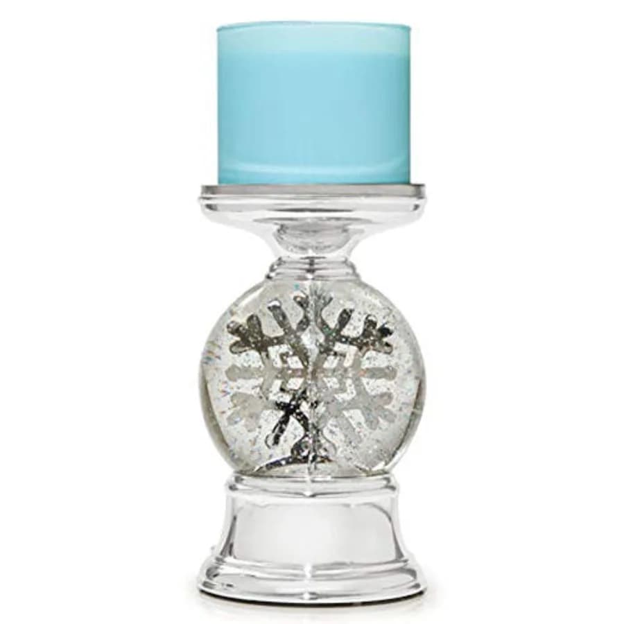 3-Wick Candle Holder Compatible with White Barn Bath and Body Works 3-Wick Candles - Water Globe Musical Snowflake Pedestal Can
